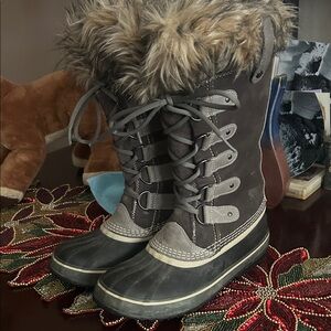 SOREL Joan of Arc fur waterproof boots🤎🩶